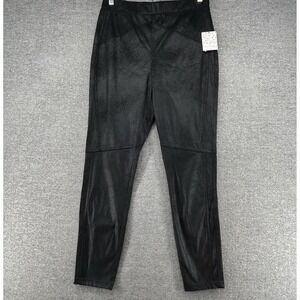 Free People Faux Leather Pants Women Size Medium Black Casual Pull On NEW